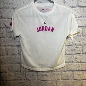 Jordan Kids Tee in White with Pink Accents
